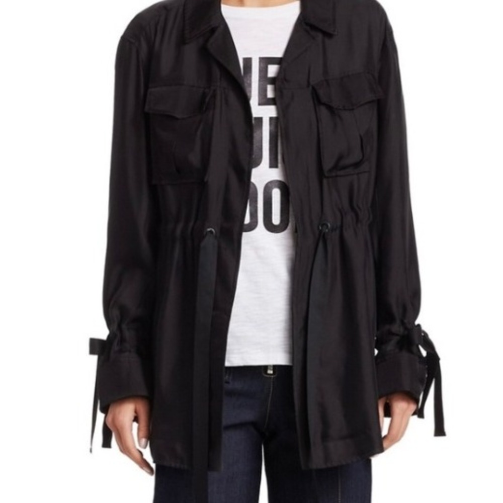 Cinq a Sept Mathieu Black Cupro Drawstring Field Jacket Tous Les Jours Womens XS